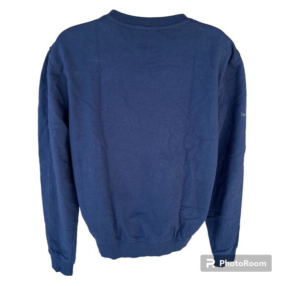 Carven Pullover Lightweight Sweatshirt Paw Print Sherpa Fleece Navy S Unisex - Picture 4 of 9